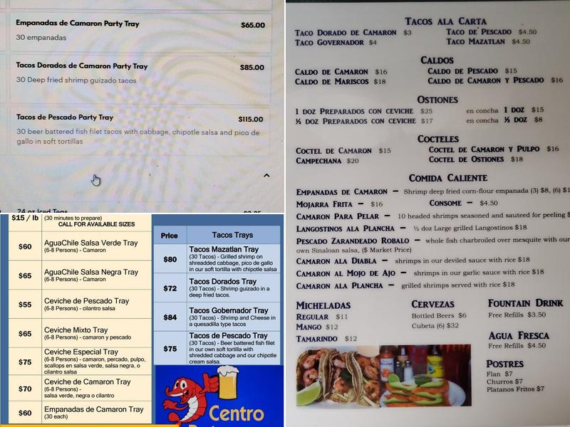 Centro Botanero Menu