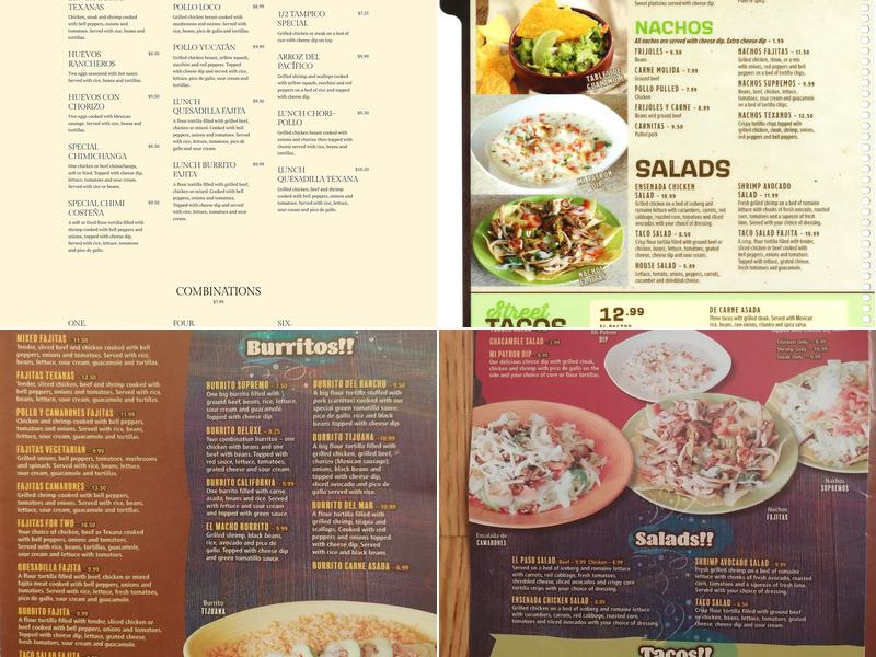 Mi Patrón Mexican Restaurant Menu