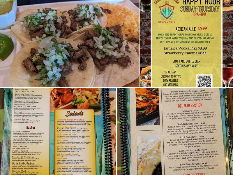 Tacos Hacienda Mexican Grill Menu