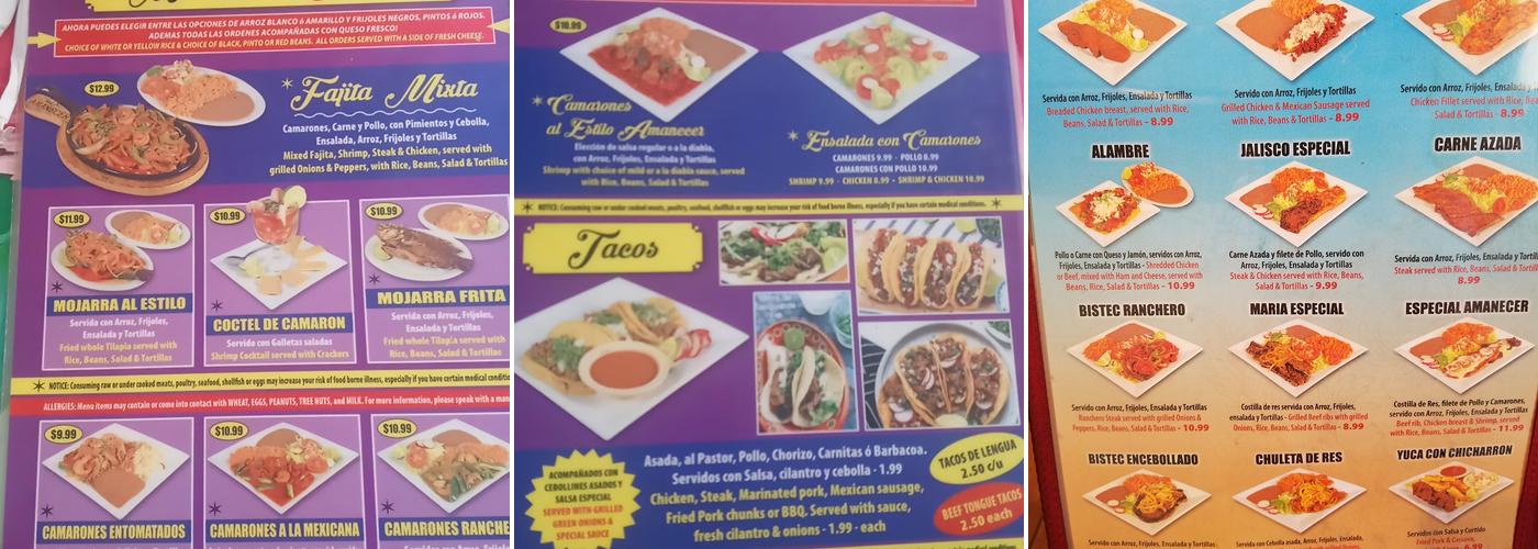 Lindo Latino Market ruta de la 10 Menu