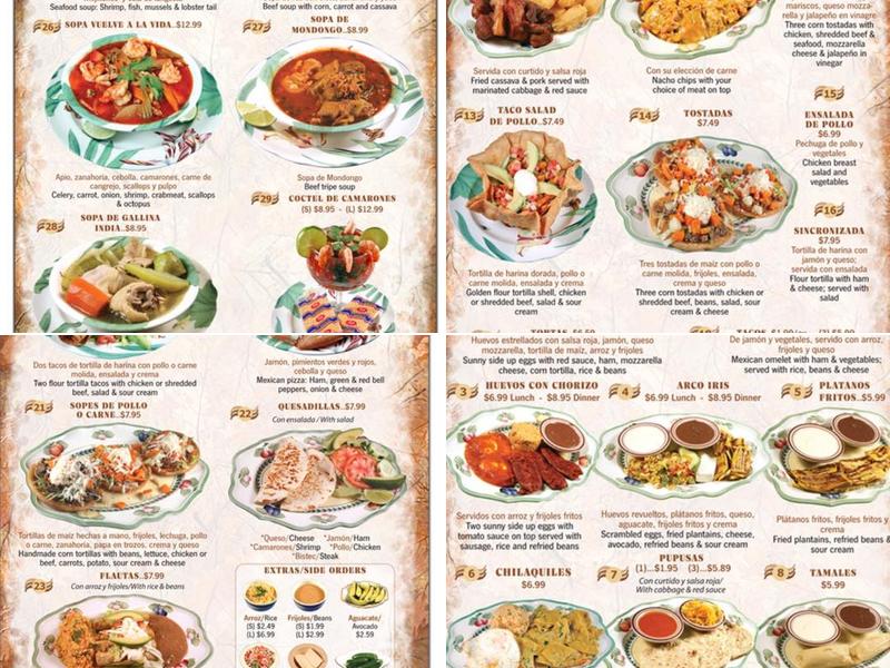 Arco Iris Menu