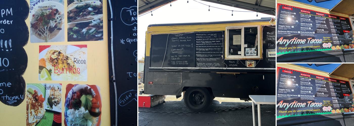 Anytime Tacos Menu