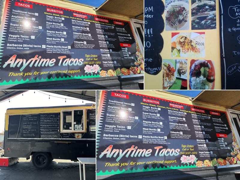 Anytime Tacos Menu