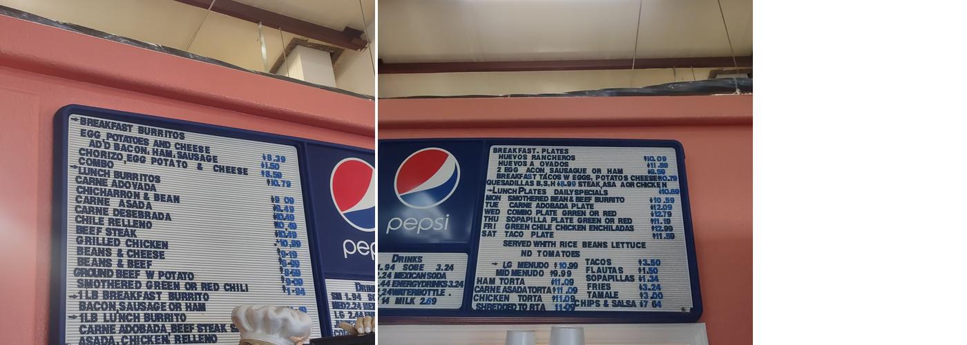 Burrito's Y Mas Dos Menu