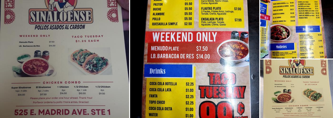 el sinaloense Menu