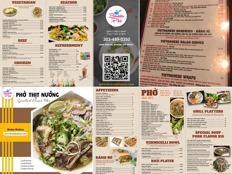 Boulder Pho in Boulder Menu