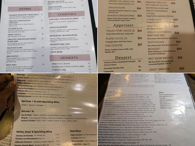 September in Bangkok Menu