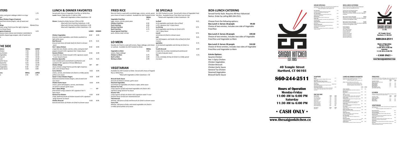 Saigon Kitchen Menu