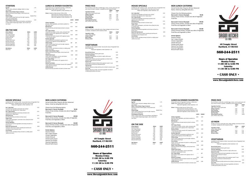 Saigon Kitchen Menu