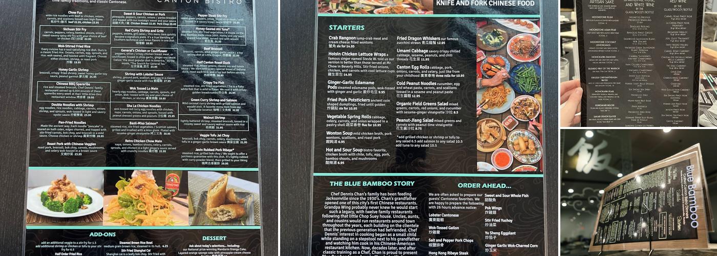 Blue Bamboo Menu