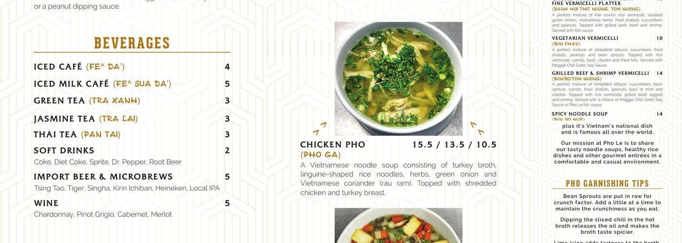 Phở Le Menu
