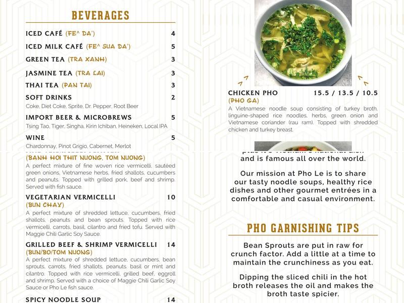 Phở Le Menu