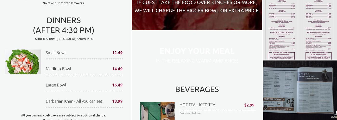 #1 Mongolian BBQ Menu