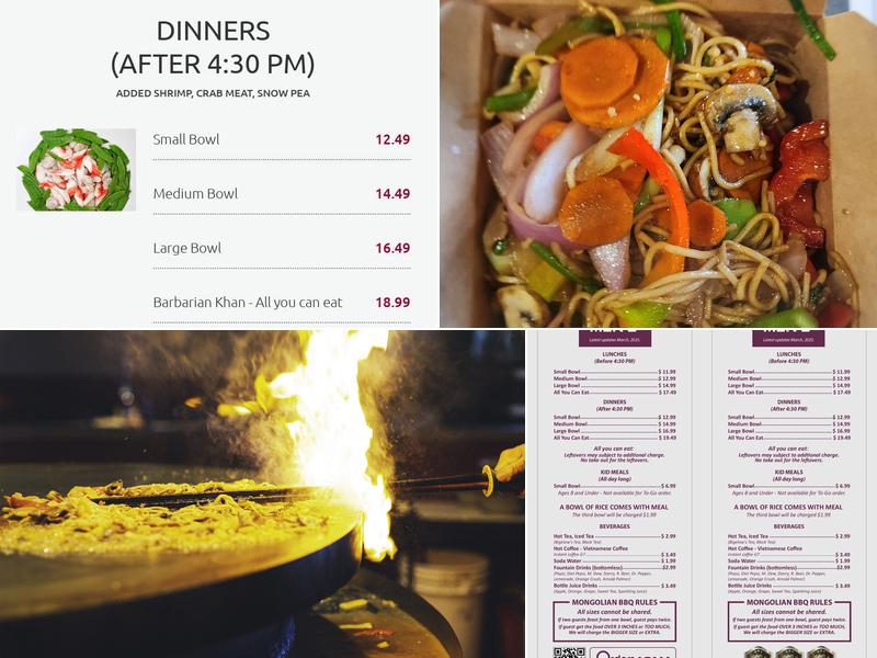 #1 Mongolian BBQ Menu