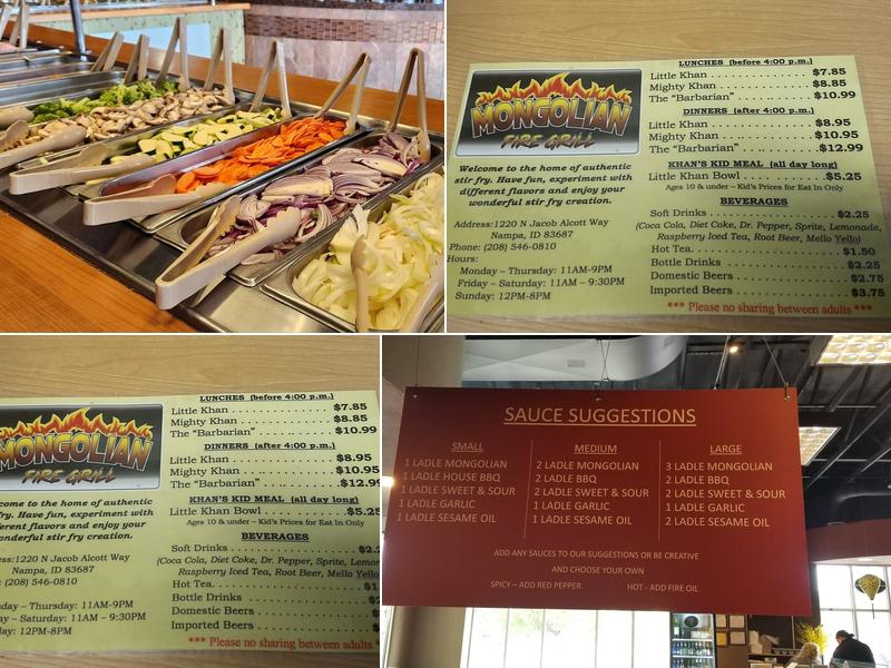 Mongolian Fire Grill BBQ Menu