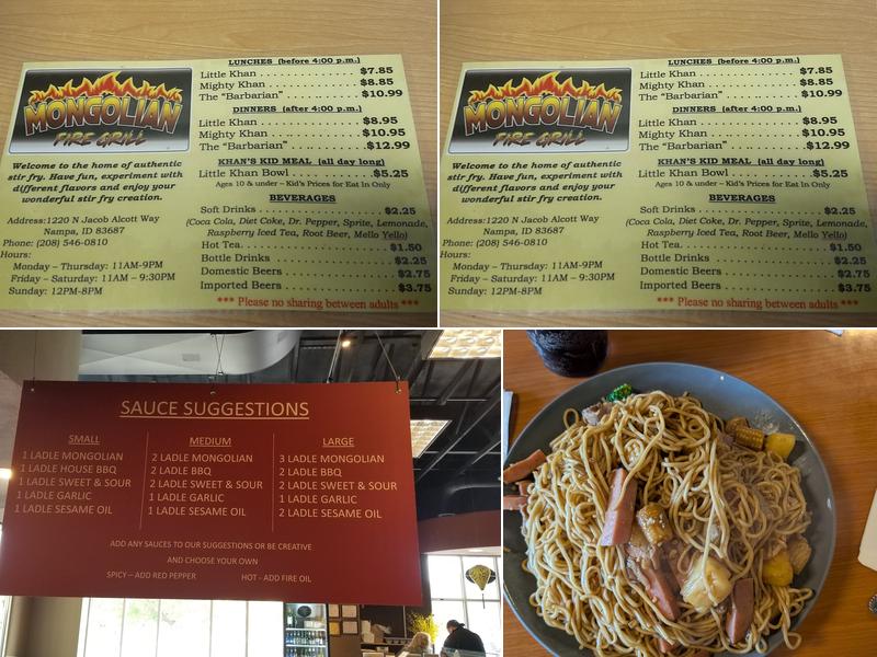 Mongolian Fire Grill BBQ Menu