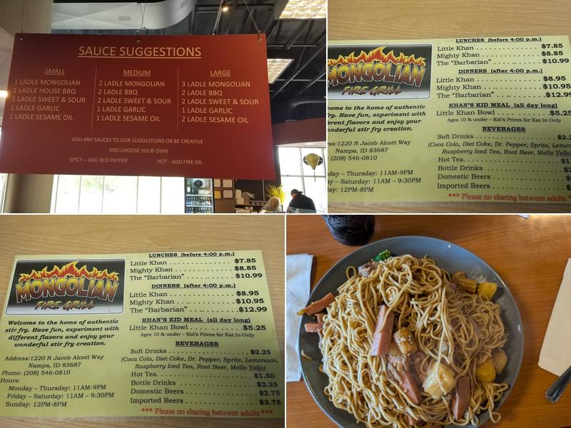 Mongolian Fire Grill BBQ Menu