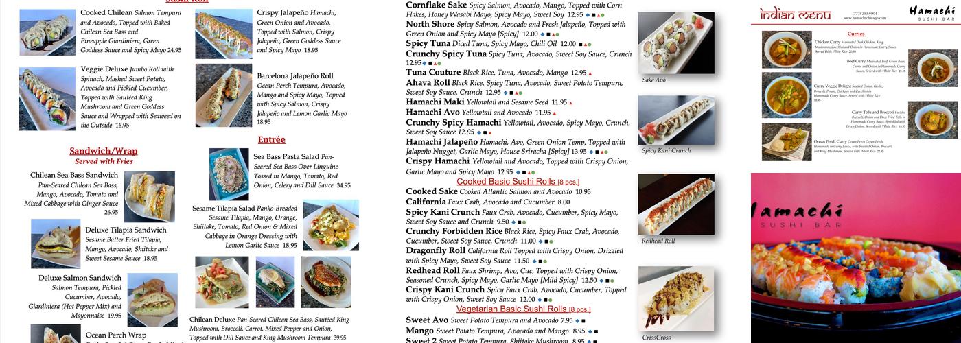 Hamachi Sushi Bar Menu