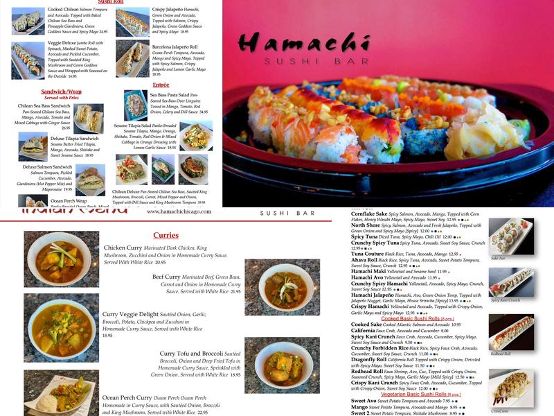 Hamachi Sushi Bar Menu