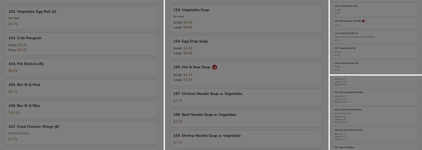 Cheng Chopsticks Menu