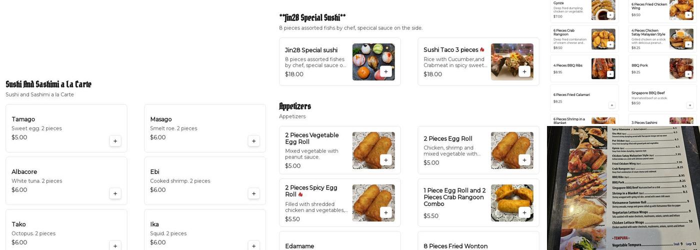 Jin28 Menu