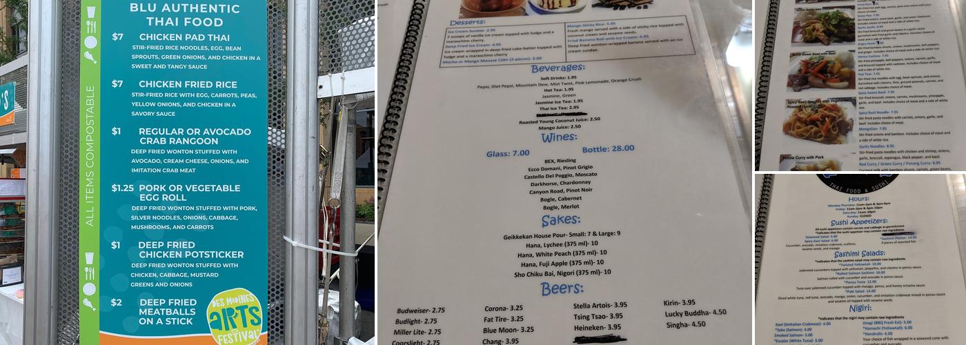 Blu Thai Food and Sushi Menu