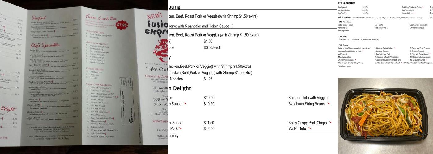 Fusion Express Menu