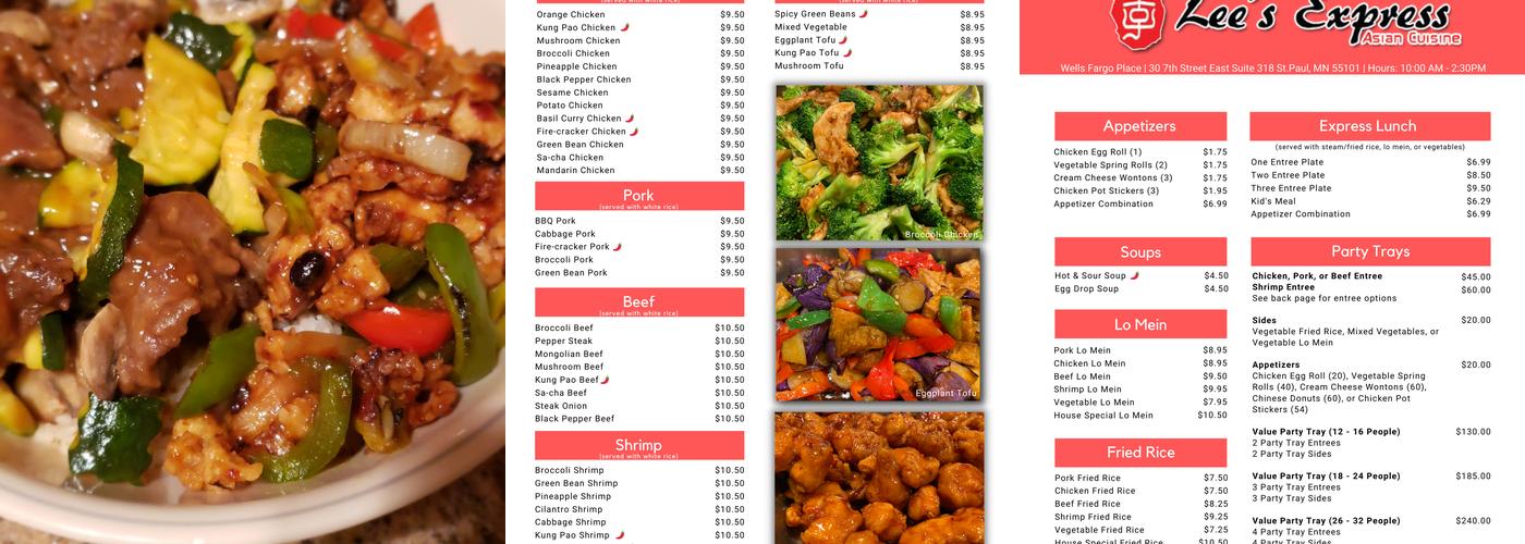 Lee's Express Menu