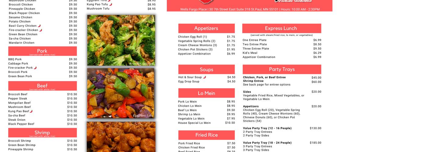 Lee's Express Menu