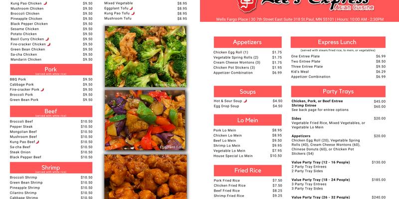 Lee's Express Menu
