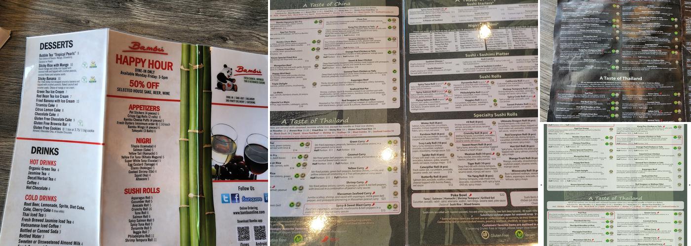 Bambu Kitchen & Sushi Restaurant Menu