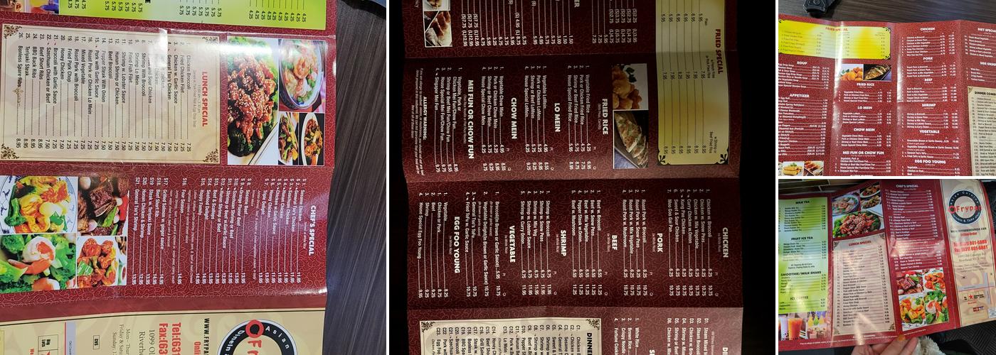Fry Pan Menu