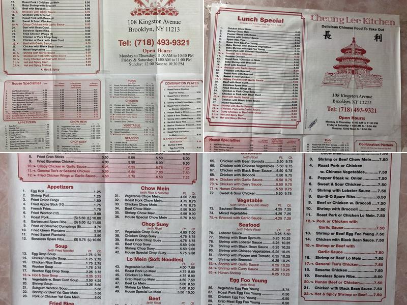New Cheung Lee Kitchen Menu