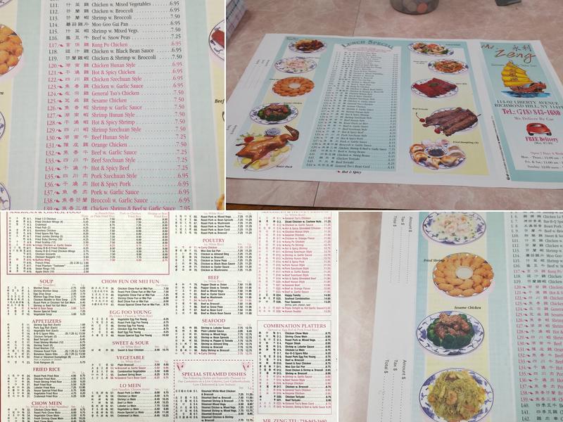 Mr Zeng Menu