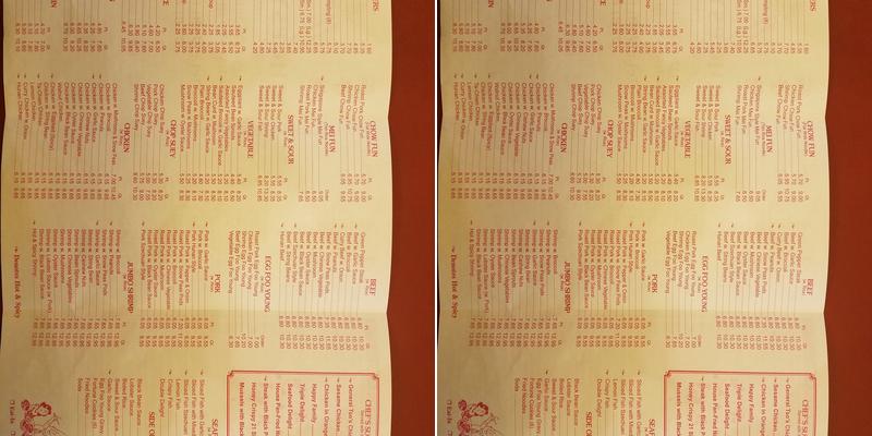Chopsticks Menu