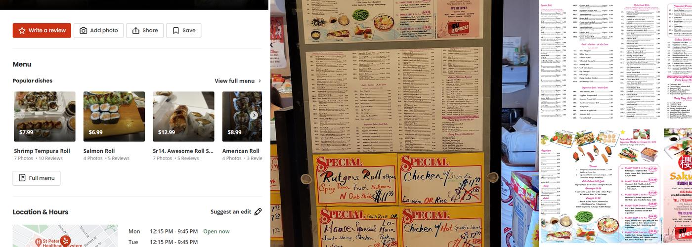 Sakura Sushi Express Menu