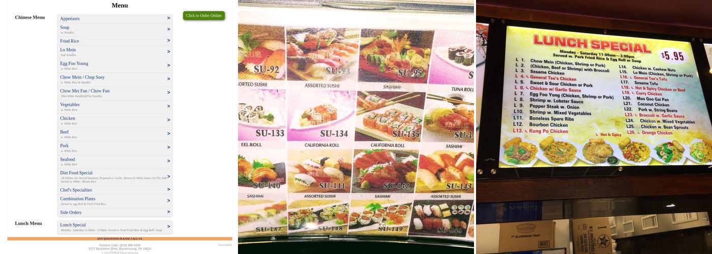 Fortune Cafe Menu