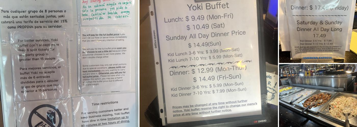 Yoki Buffet Menu
