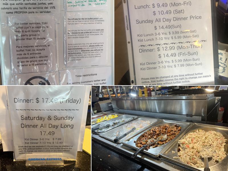 Yoki Buffet Menu