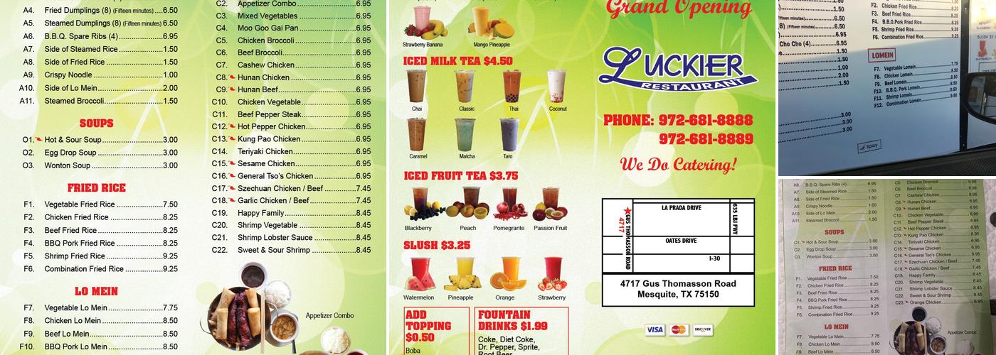 Luckier Chinese restaurant in mesquite Menu
