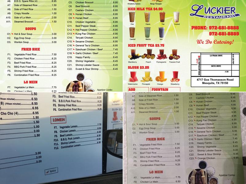 Luckier Chinese restaurant in mesquite Menu