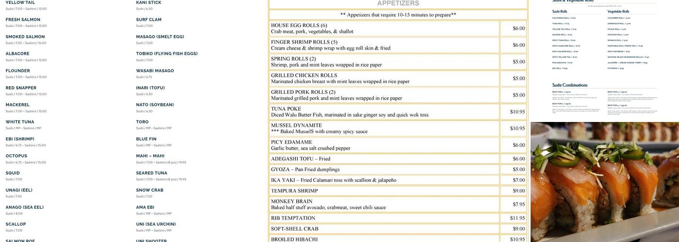 Blue Ocean Sushi & Asian Grill Menu