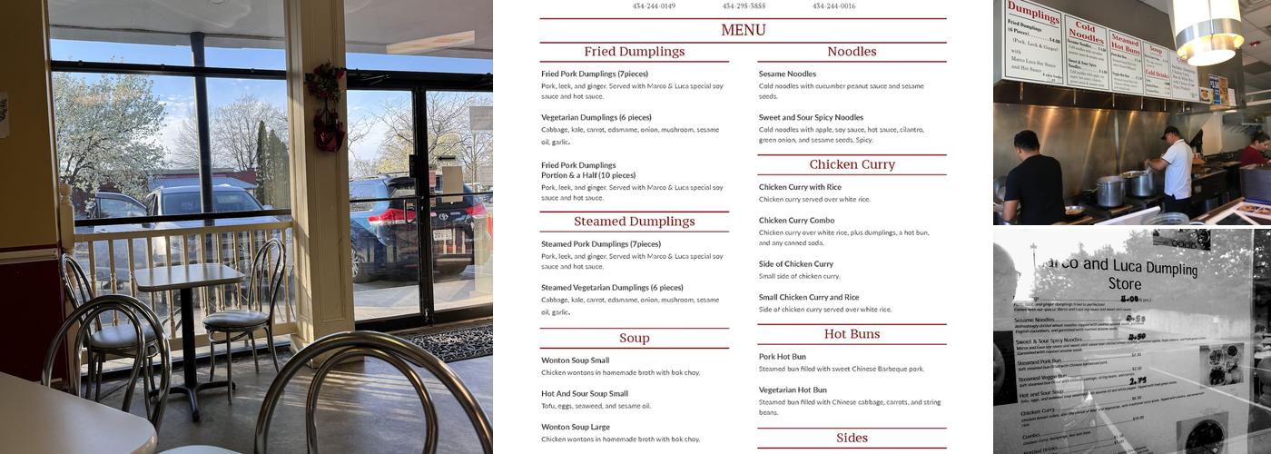 Marco & Luca Dumplings Menu