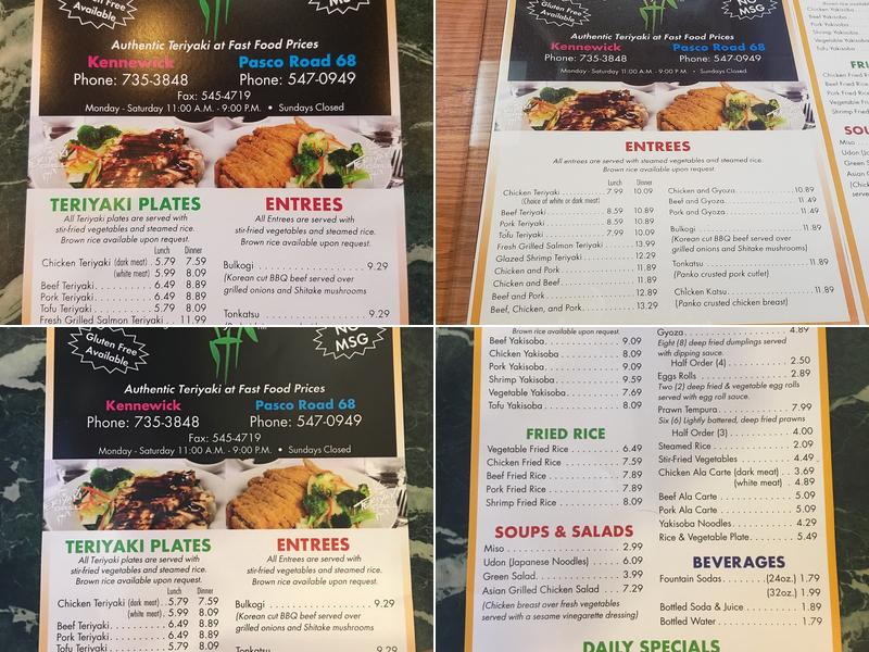 Teriyaki Grill Menu