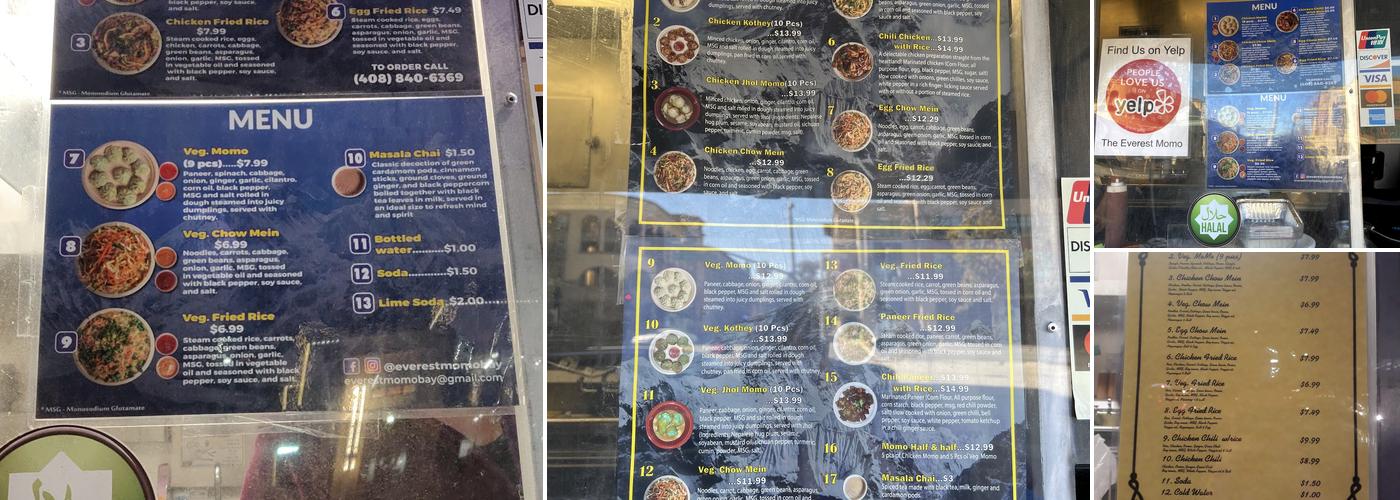 The Everest Momo Menu
