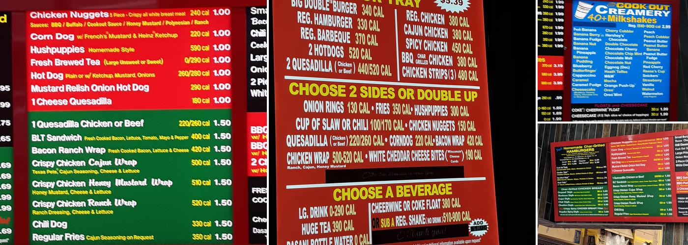 Cook Out Menu