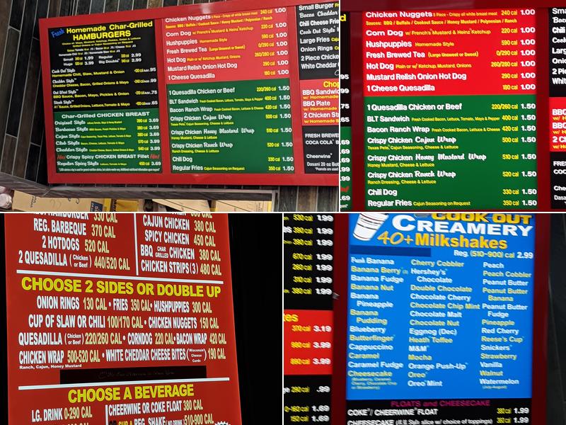 Cook Out Menu