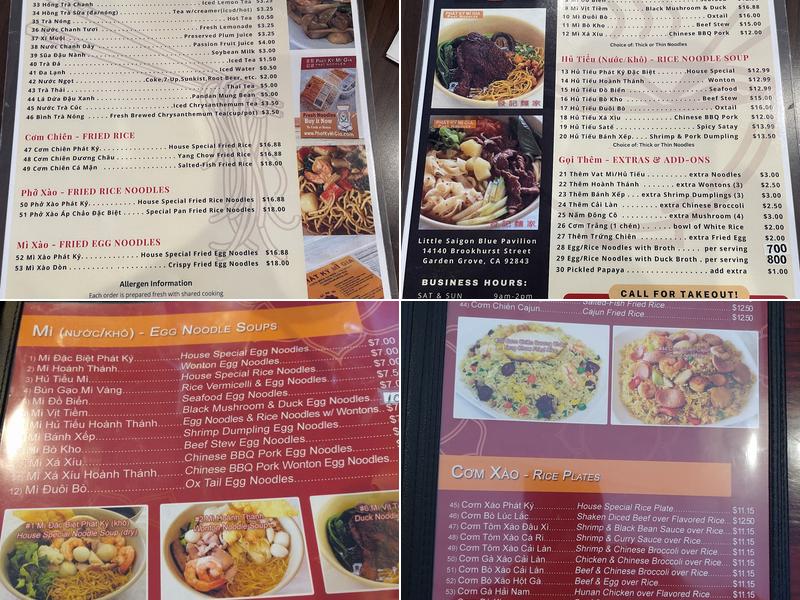 Phat Ky Mi Gia Restaurant Menu