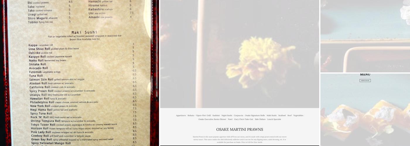 Osake Japanese Restaurant Menu