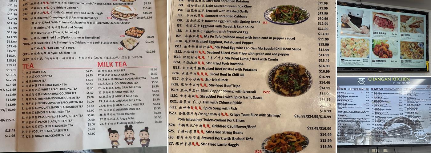 Changan Kitchen Menu